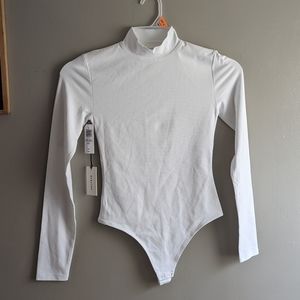 Babaton Aritzia White Turtleneck Bodysuit